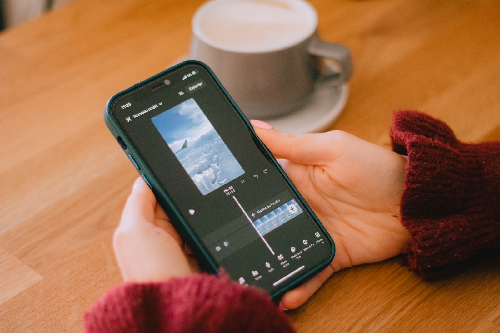 A creator editing video on a phone