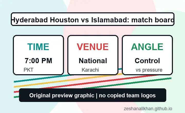 Illustrated PSL context board for Hyderabad Houston Kingsmen vs Islamabad United