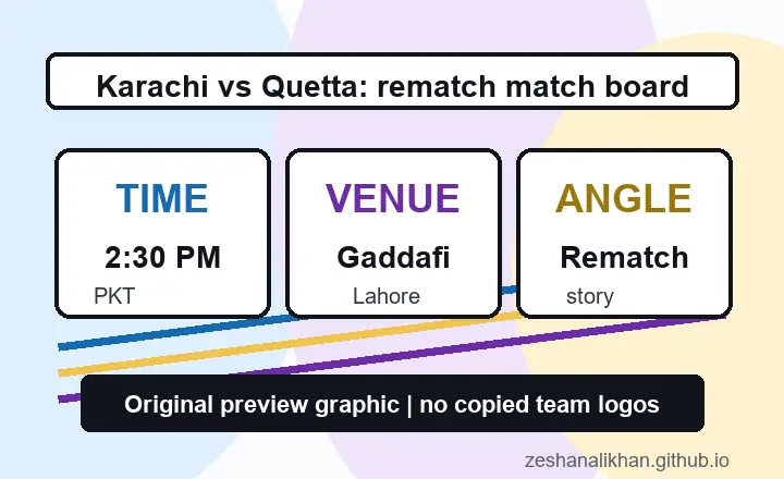 Illustrated PSL context board for Karachi Kings vs Quetta Gladiators