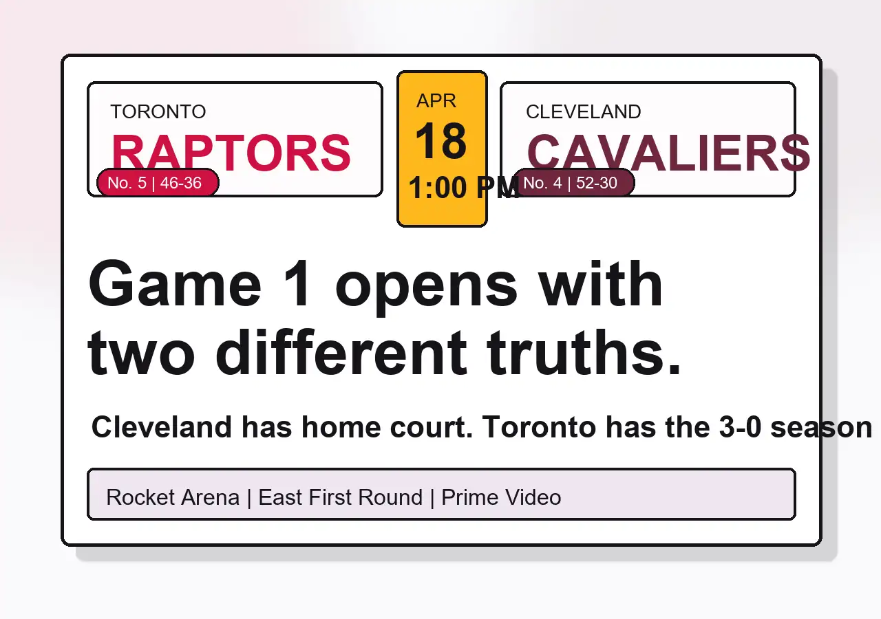 Illustrated Toronto Raptors at Cleveland Cavaliers Game 1 matchup card